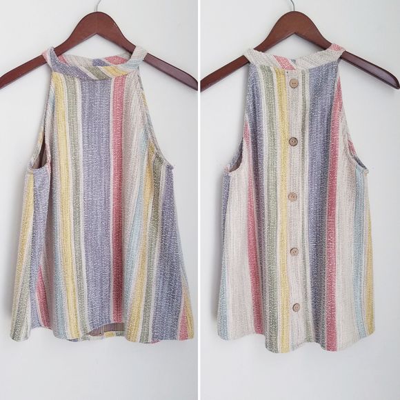 Anthropologie Tops - SOLD! ANTHRO W5 Texture Striped Halter Tank NWT